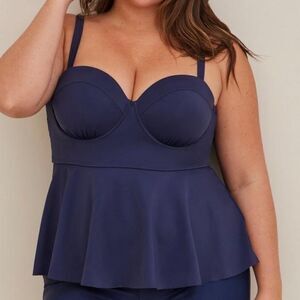 Torrid Peplum Underwire Swim Top - Blue 3X D/DD